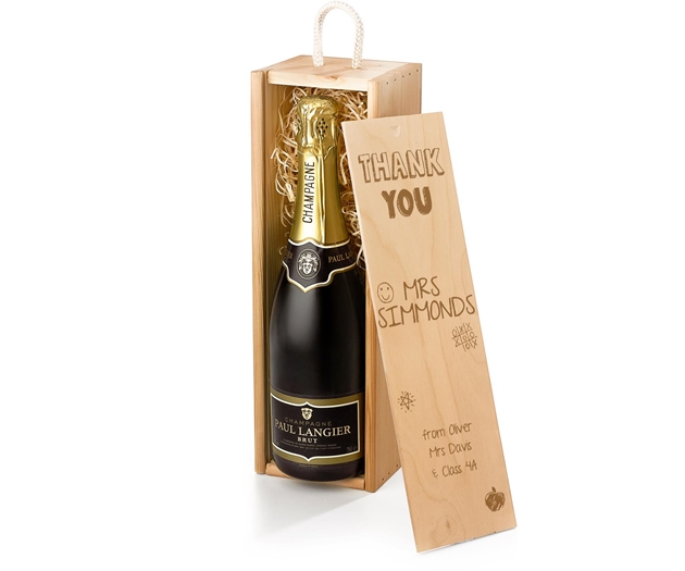 Gifts For Teachers Paul Langier Champagne Gift Box With Engraved Personalised Lid